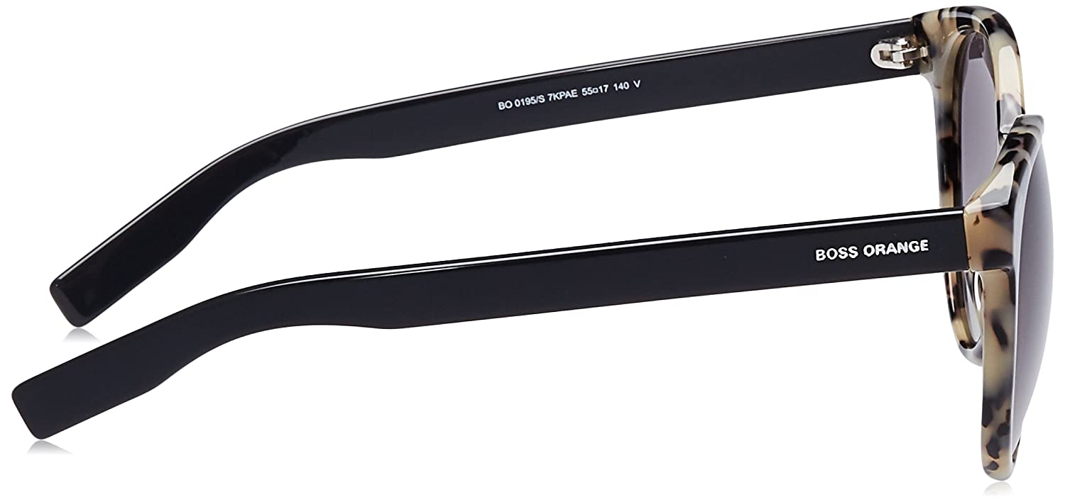 Hugo Boss Orange | Black Havana Ki white and black solid black temple side view - moorganstern